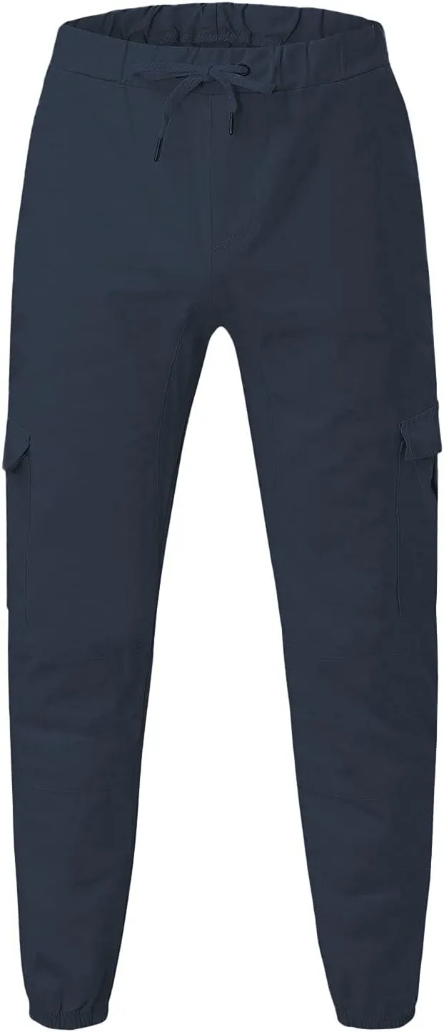 Cargo Pants for Men Big and Tall Hiking Outdoor Elastic Waist Pants with 5 Pockets Men's Cargo Pants Classic Straight