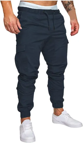 Cargo Pants for Men Big and Tall Hiking Outdoor Elastic Waist Pants with 5 Pockets Men's Cargo Pants Classic Straight