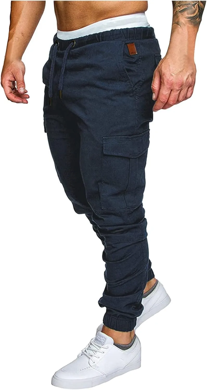 Cargo Pants for Men Big and Tall Hiking Outdoor Elastic Waist Pants with 5 Pockets Men's Cargo Pants Classic Straight