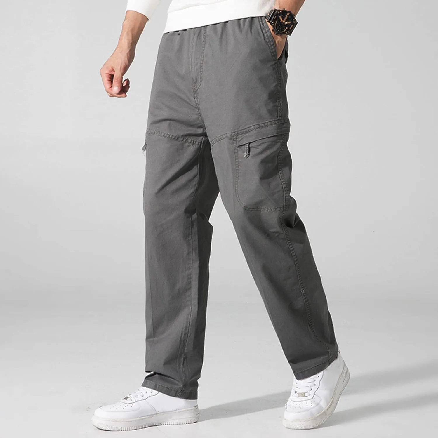 Cargo Pants for Men Relaxed Fit Jogger Pants Men's Workout Sweatpants Zip Pocket Men's Sweatpants with Zipper Pockets