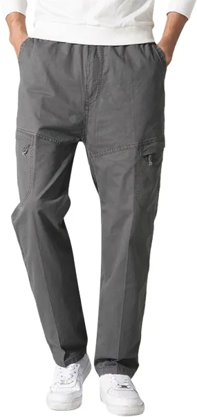 Cargo Pants for Men Relaxed Fit Jogger Pants Men's Workout Sweatpants Zip Pocket Men's Sweatpants with Zipper Pockets