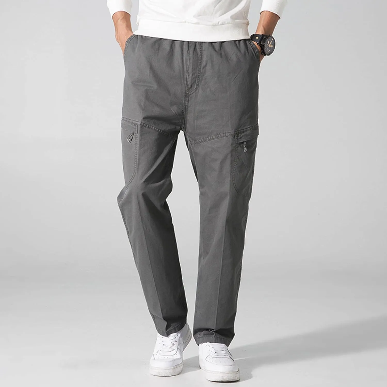 Cargo Pants for Men Relaxed Fit Jogger Pants Men's Workout Sweatpants Zip Pocket Men's Sweatpants with Zipper Pockets