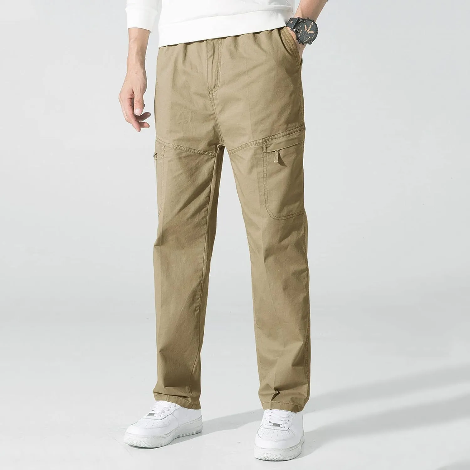 Cargo Pants for Men Relaxed Fit Jogger Pants Men's Workout Sweatpants Zip Pocket Men's Sweatpants with Zipper Pockets