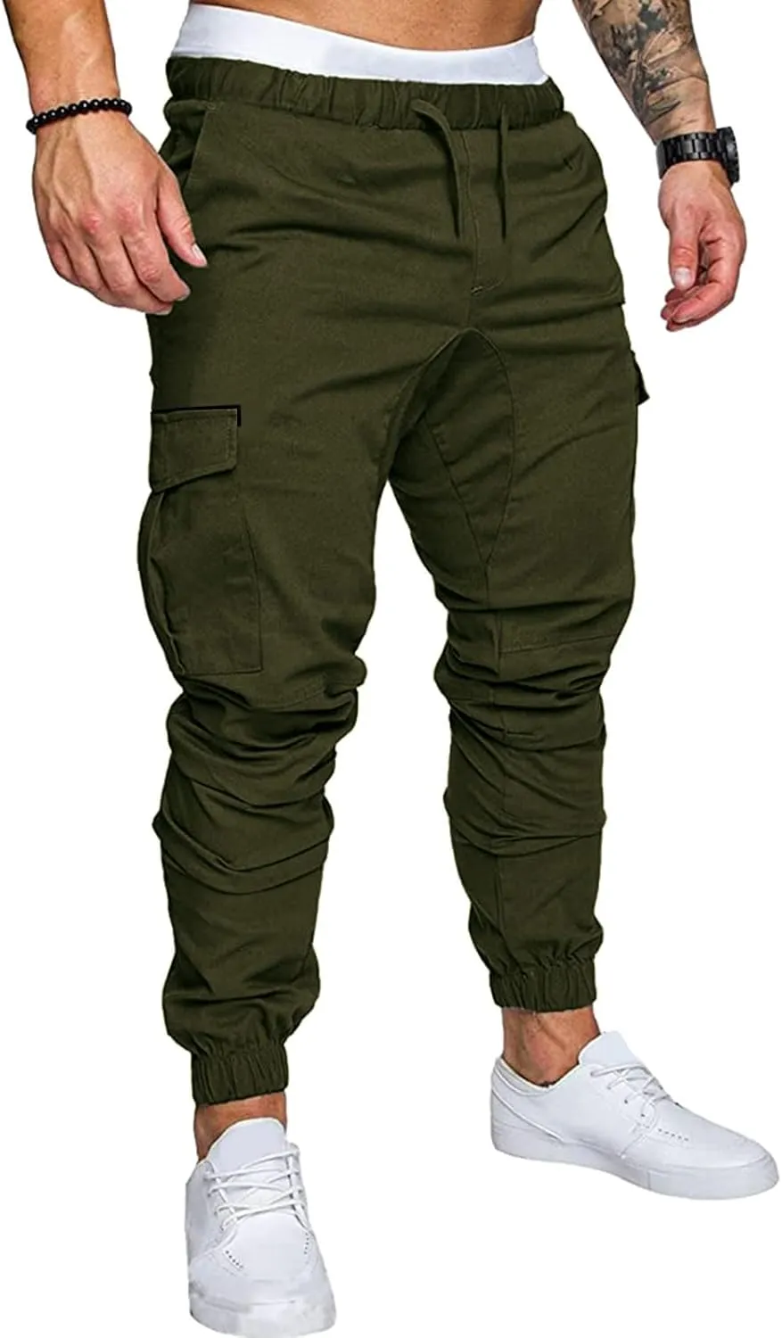 Cargo Trousers for Men Outdoor Jogging Workout Running Gym Regular Fit Mens Joggers Sweatpants Lightweight Drawstring