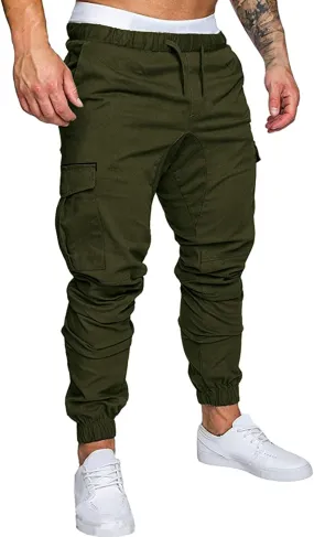 Cargo Trousers for Men Outdoor Jogging Workout Running Gym Regular Fit Mens Joggers Sweatpants Lightweight Drawstring