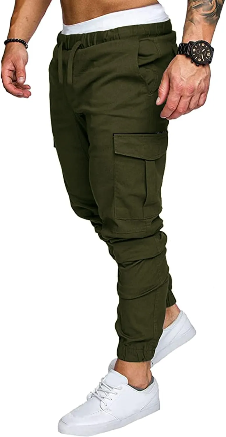 Cargo Trousers for Men Outdoor Jogging Workout Running Gym Regular Fit Mens Joggers Sweatpants Lightweight Drawstring