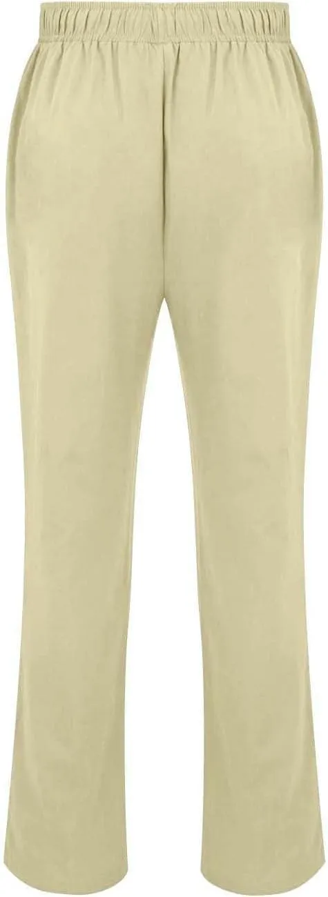 Casual Linen Pants for Men Stretchy Elastic Waist Loose Fit Lightweight Work Casual Lightweight Yoga Vacation Pants