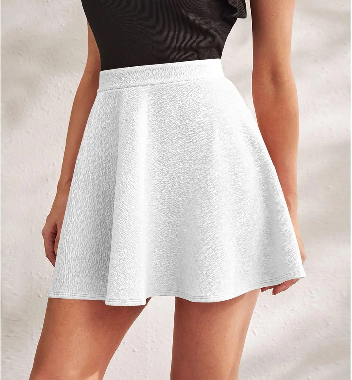 Casual Mini Skirts for Women Summer Elastic High Waisted Skort Lightweight Ruffle Hem Flared Skater Short Skirt 2025