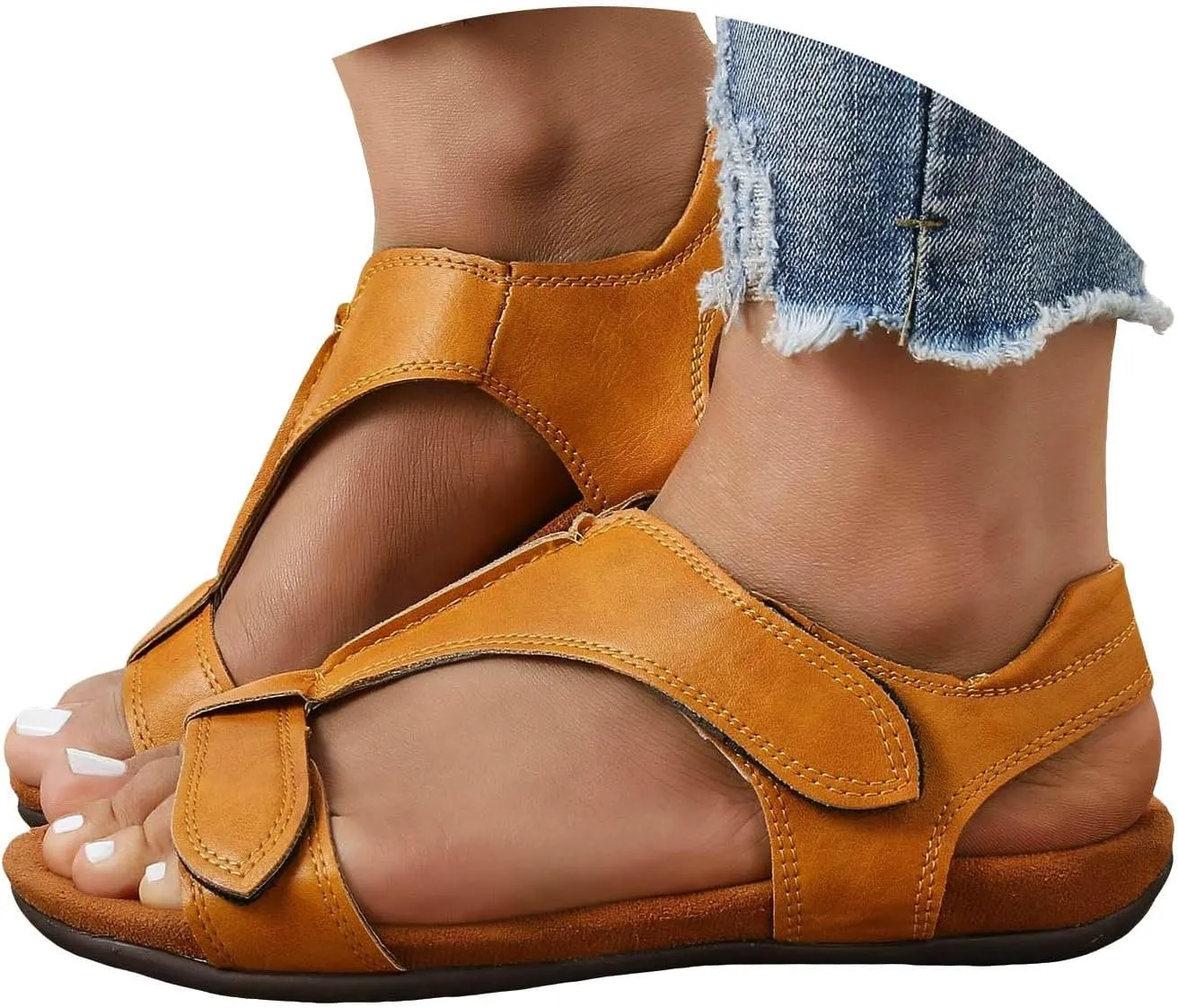 Cathalem Flat Sandals for Women, Women's Comfy Orthotic Sandals 2024 Womens Arch Support Flat Sandals Casual Beach Sandals