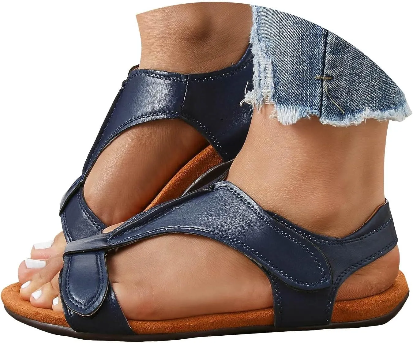 Cathalem Women's Comfy Orthotic Sandals 2024 Womens Arch Support Flat Sandals Flat Arch Massage Casual Beach Sandals