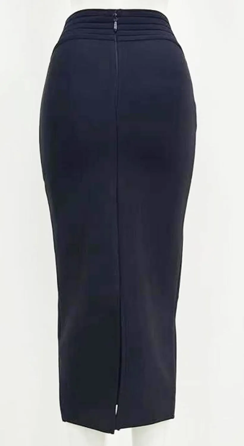 CHARTOU Women Long Bodycon Skirt Pencil Skirt High Waisted Button Zipper Midi Packaged Hip Skinny Skirt