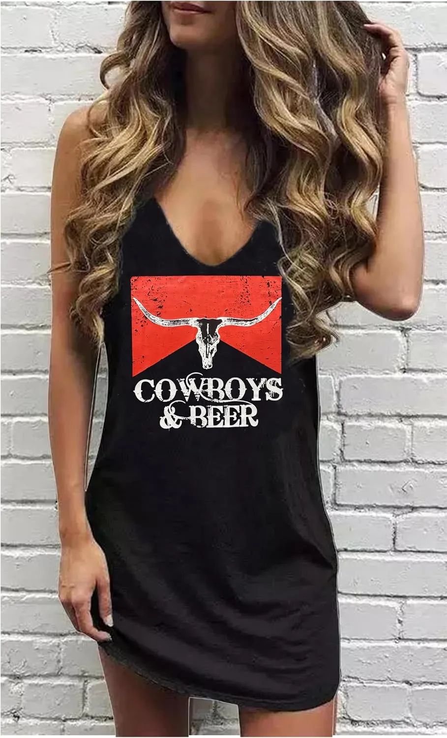 CHUNTIANRAN Mini Dress for Women Summer Beach Vacation T Shirts Sundress Sexy V Neck Sleeveless Tanks Dresses