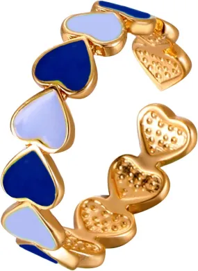 Colorful Enamel Love Heart Band Rings,Cute Stacking Finger Ring for Women Gold Band Rings Wedding Valentine's Day