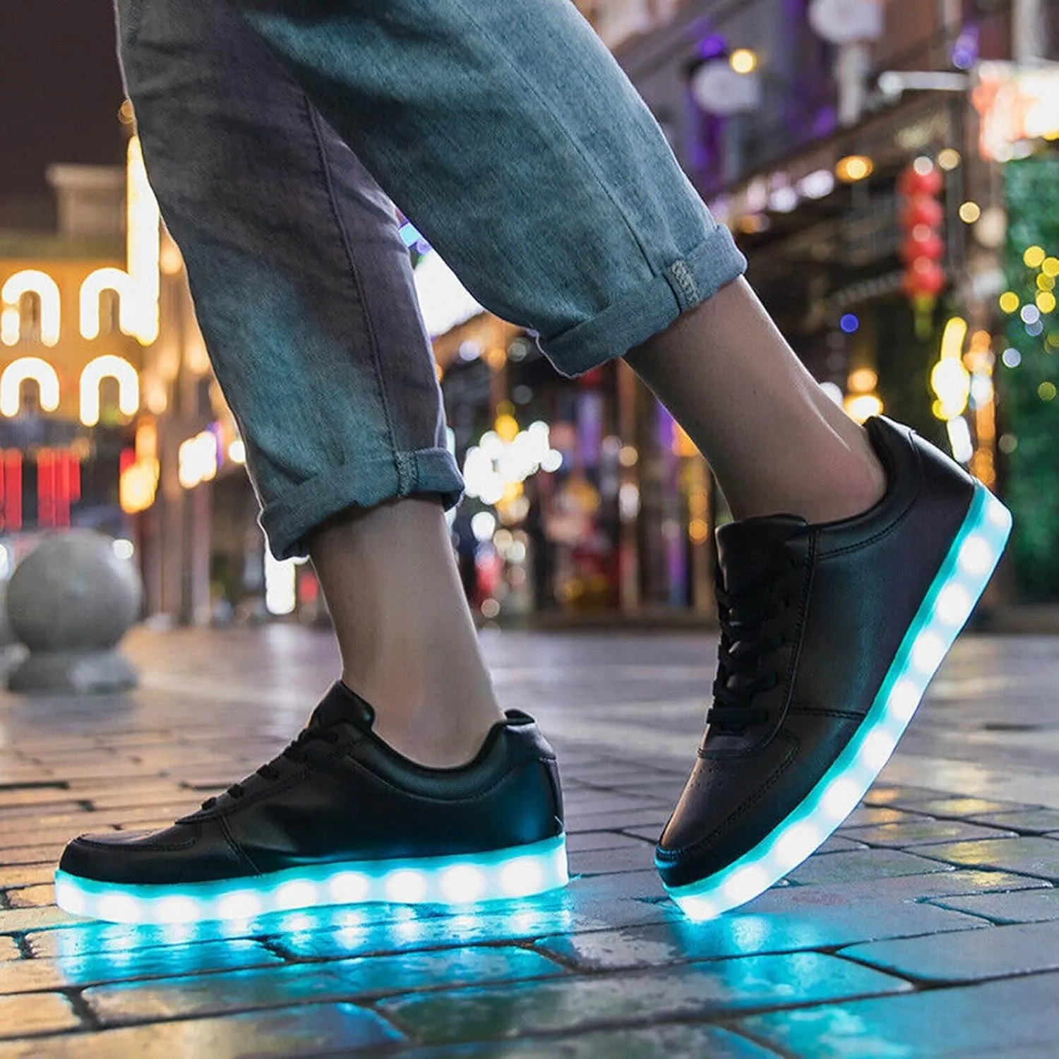Comfortable Shoes Student Shoes Thick Soled Sports Shoes Fashionable Light Shoes USB Rechargeable Skate Sports