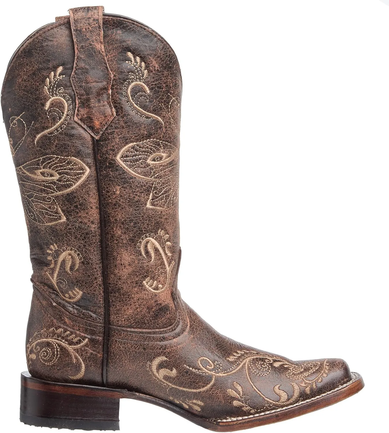 Corral Boots Womens Embroidered Square Toe Casual Boots Knee High Mid Heel 2-3" - Brown