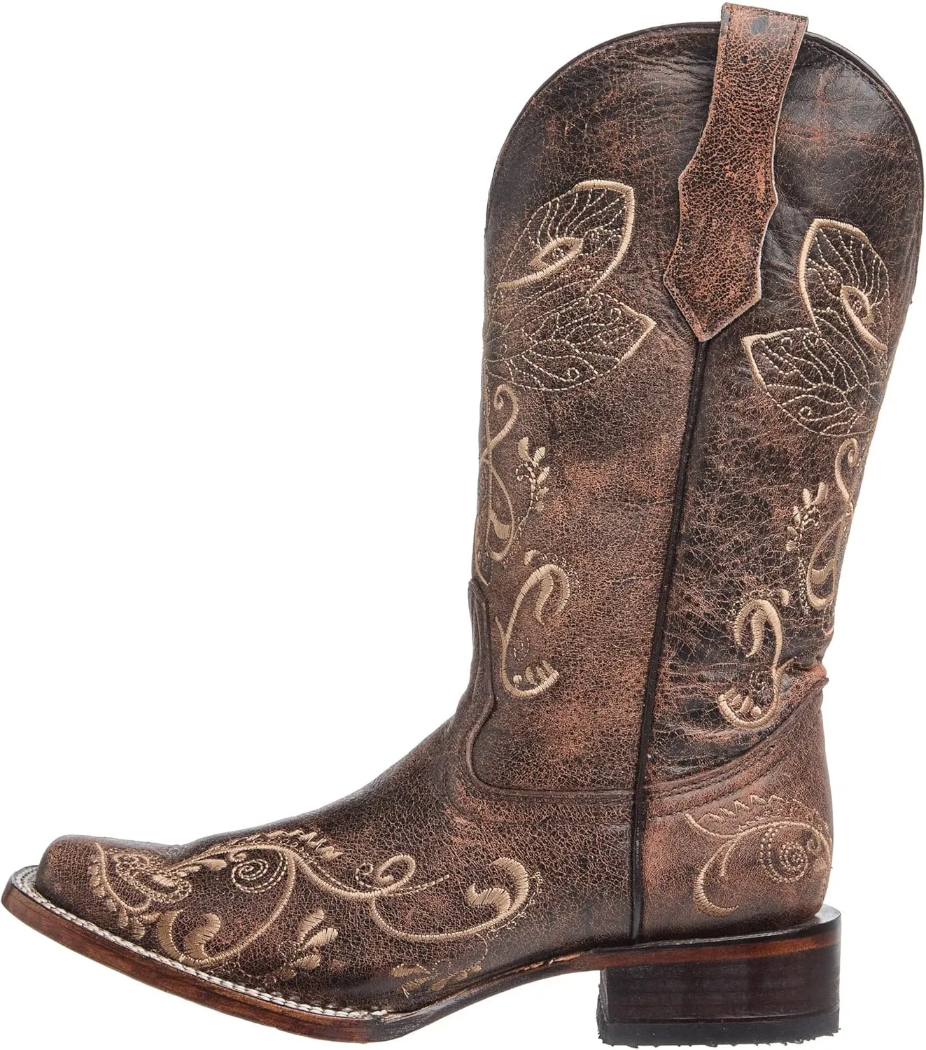 Corral Boots Womens Embroidered Square Toe Casual Boots Knee High Mid Heel 2-3" - Brown