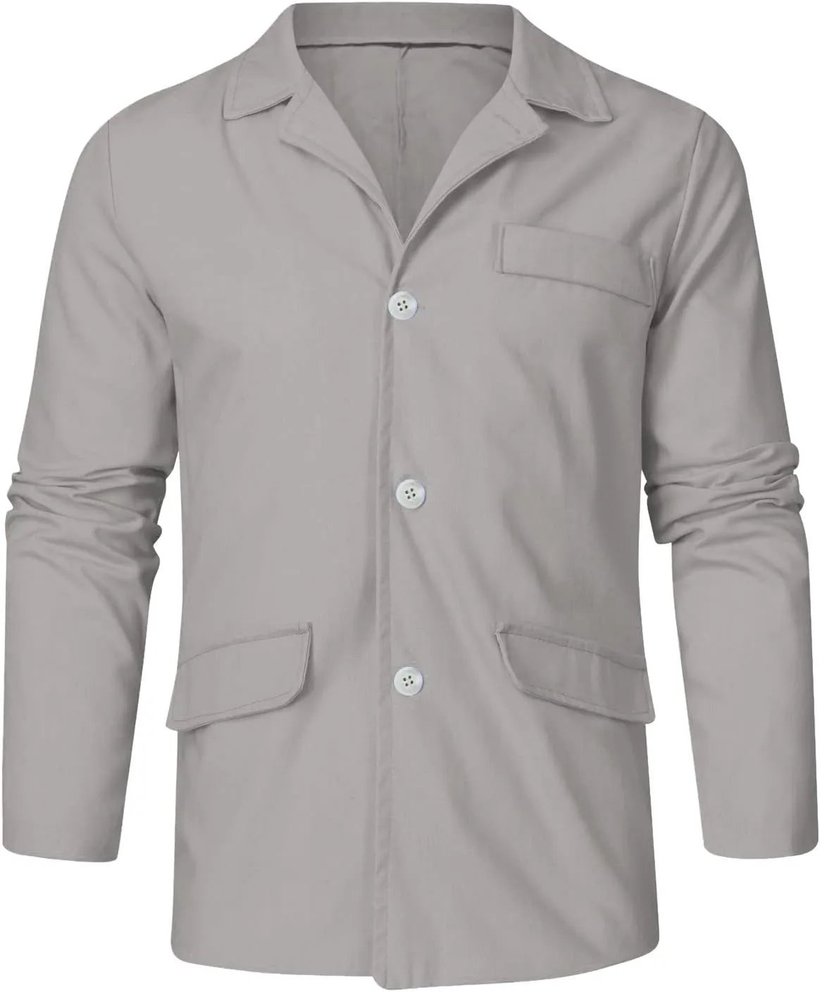 Cotton Linen Shirts for Men Down Shirt Long Sleeve Summer Tops Lightweight Tropical Beach Vacation Shirt with Pocket