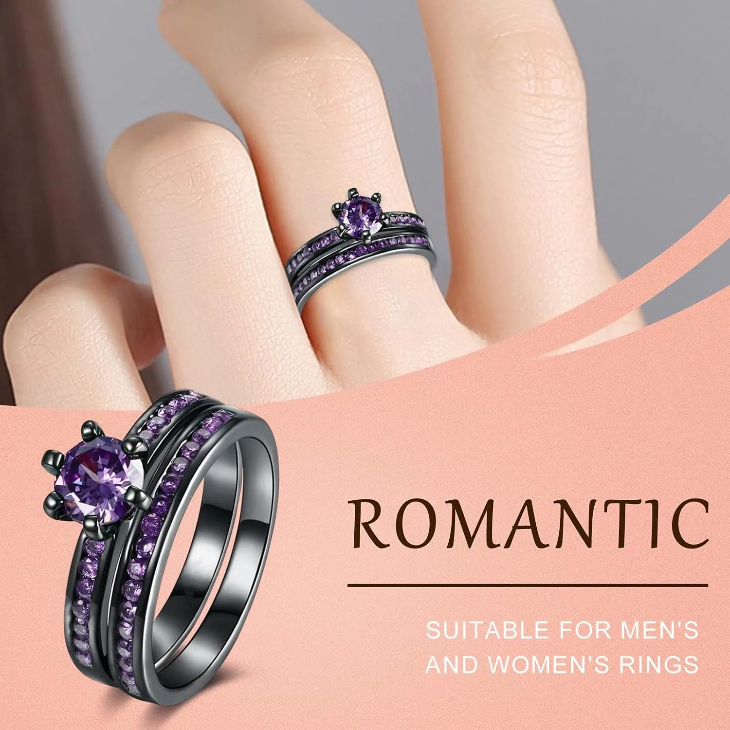Cubic Zirconia Bridal Ring Set For Women Round Cut Engagement Ring 925 Silver Solitaire Anniversary Promise Rings