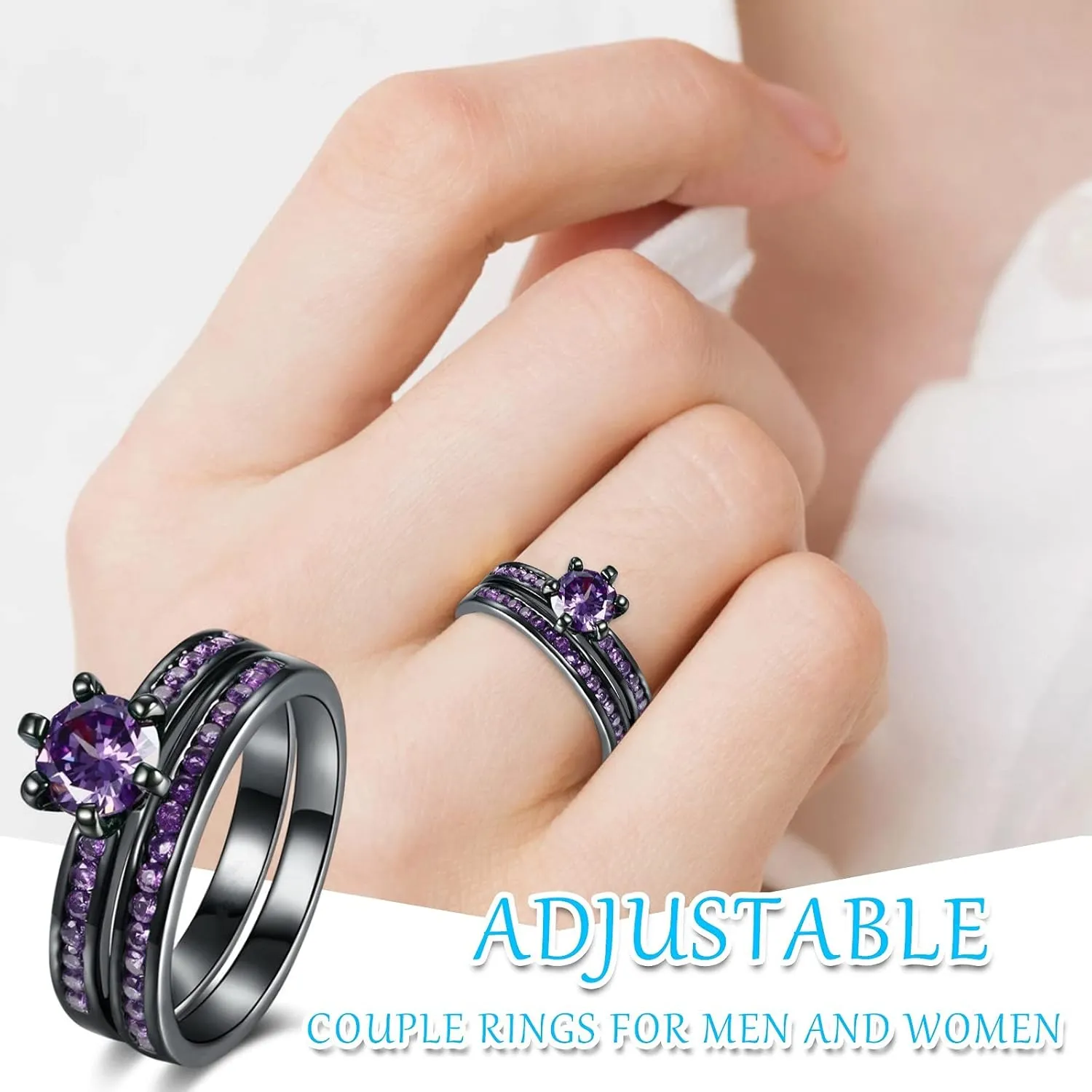 Cubic Zirconia Bridal Ring Set For Women Round Cut Engagement Ring 925 Silver Solitaire Anniversary Promise Rings