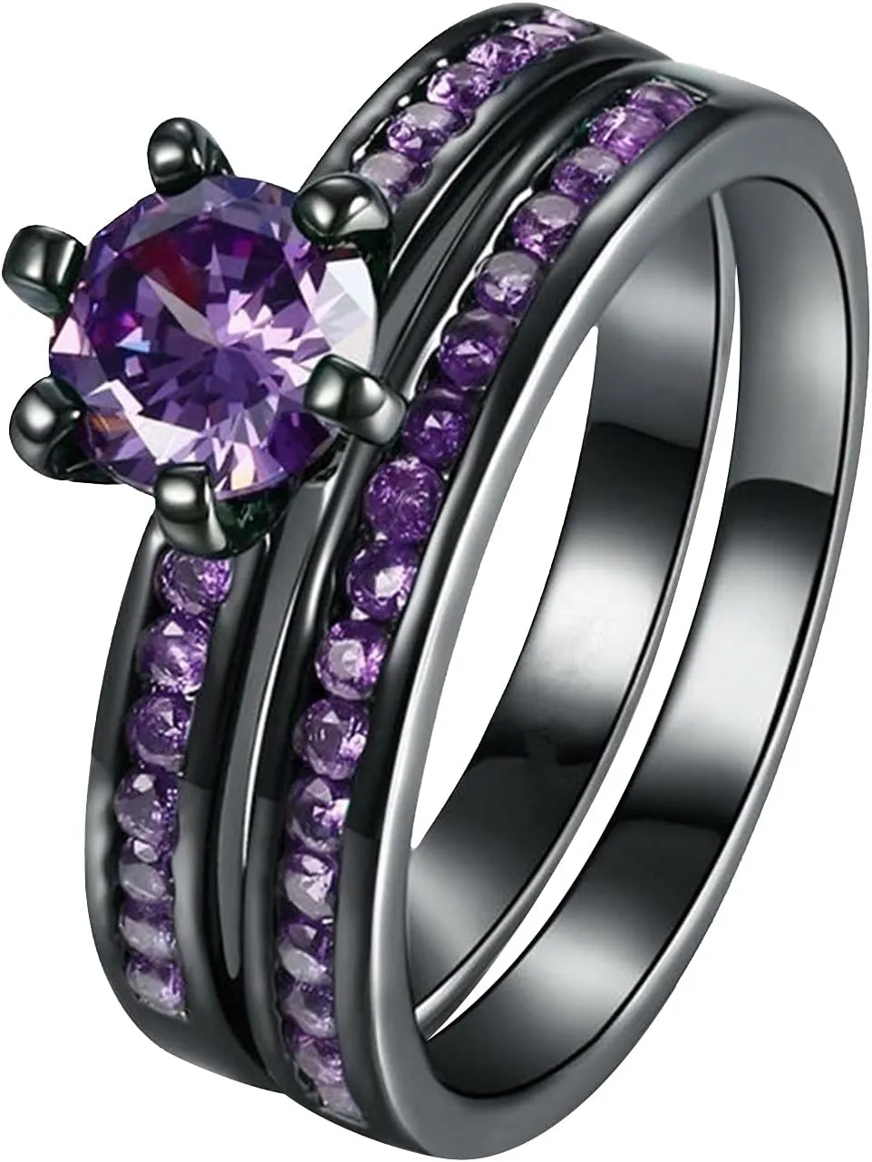Cubic Zirconia Bridal Ring Set For Women Round Cut Engagement Ring 925 Silver Solitaire Anniversary Promise Rings