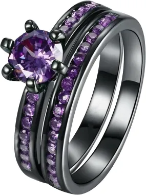 Cubic Zirconia Bridal Ring Set For Women Round Cut Engagement Ring 925 Silver Solitaire Anniversary Promise Rings