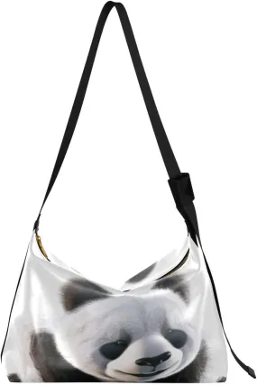 Cute Panda Hobo Crossbody Bags for Women Leather Large Shoulder Bag Cross Body Ailuropoda Melanoleuca Trendy Womens Tote Bags Handbag for Travel Shopping