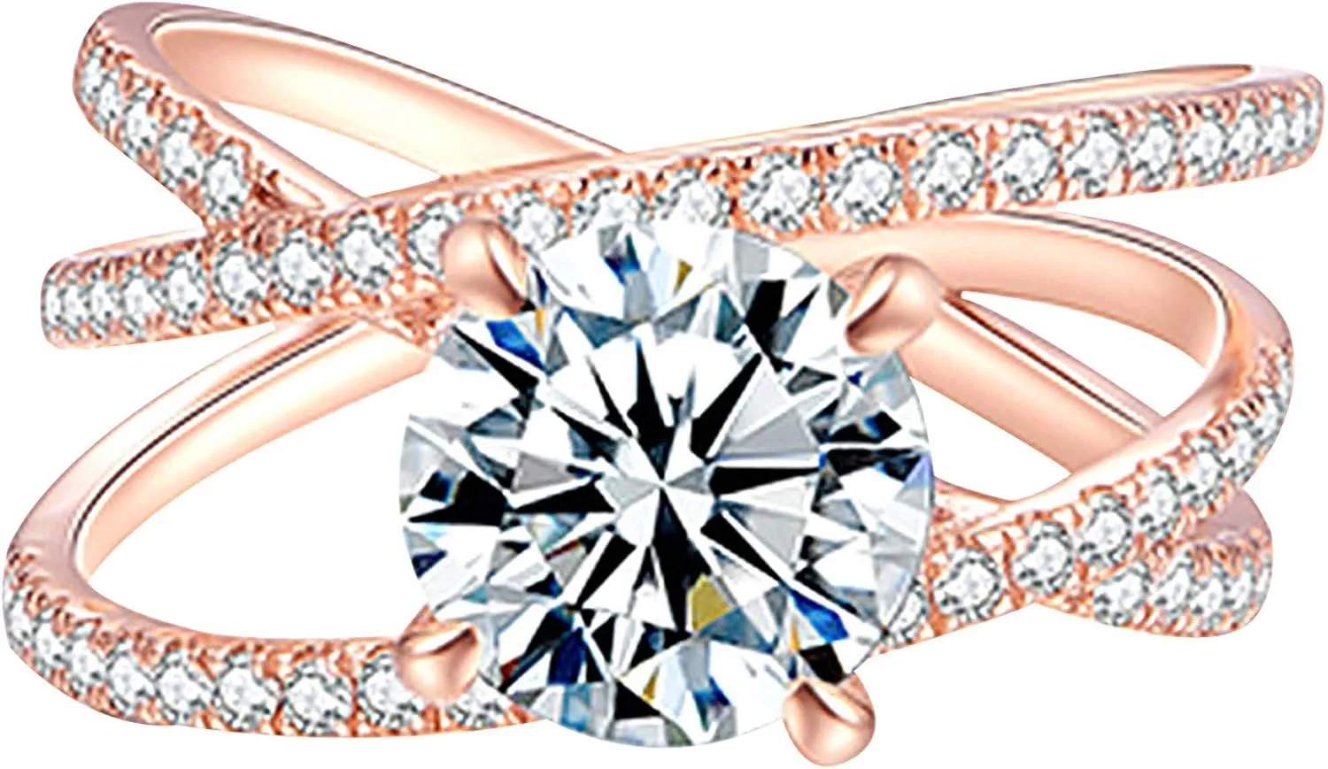 CZ Simulated Diamond Ring for Women Inlaid Zircon Rings Elegant Jewelry Proposal Ring