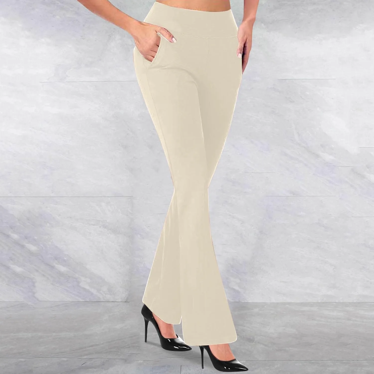DDAPJ pyju Womens Yoga Dress Pants Bootcut Work Slacks High Waisted Flare Pants Stretch Business Casual Trousers with Pockets