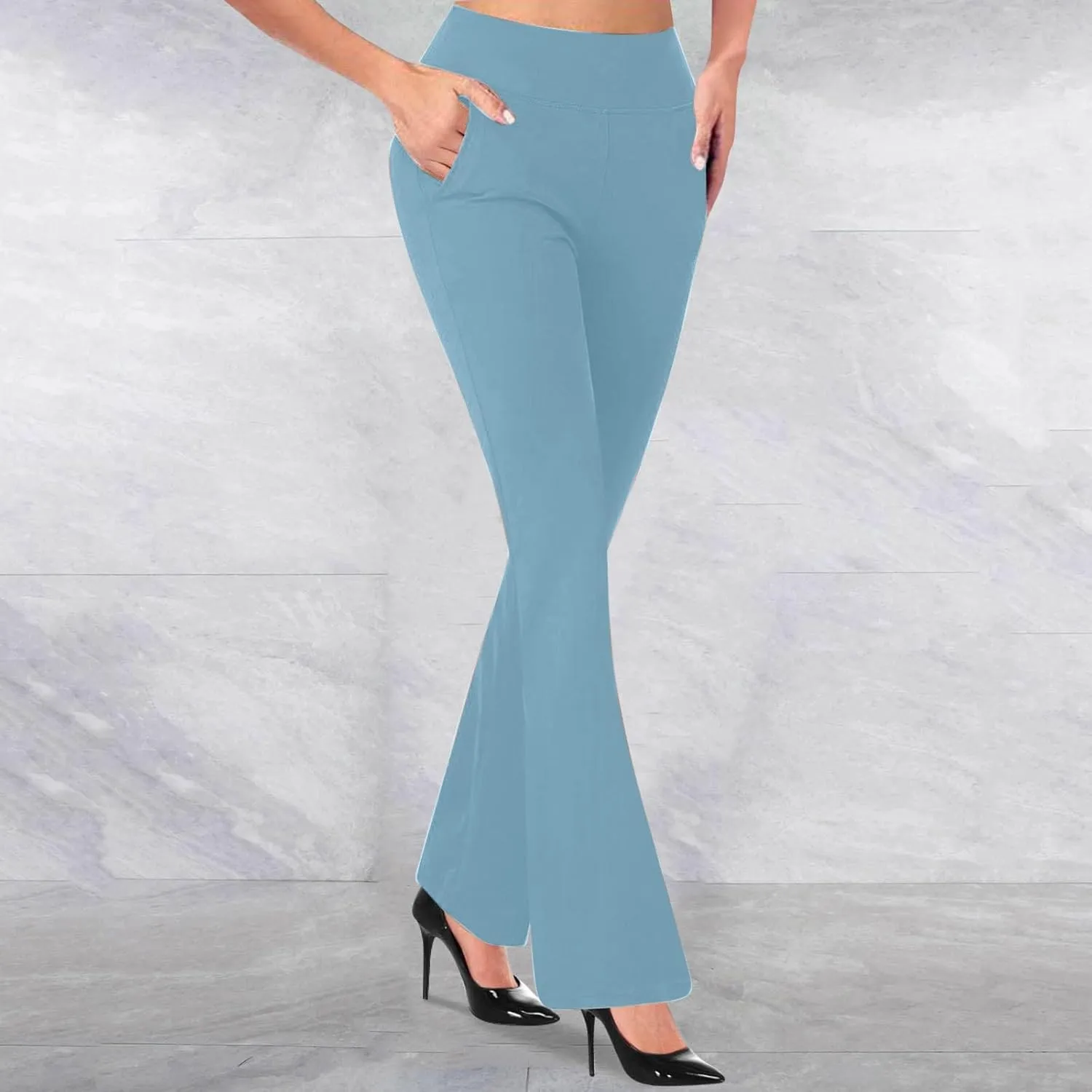 DDAPJ pyju Womens Yoga Dress Pants Bootcut Work Slacks High Waisted Flare Pants Stretch Business Casual Trousers with Pockets