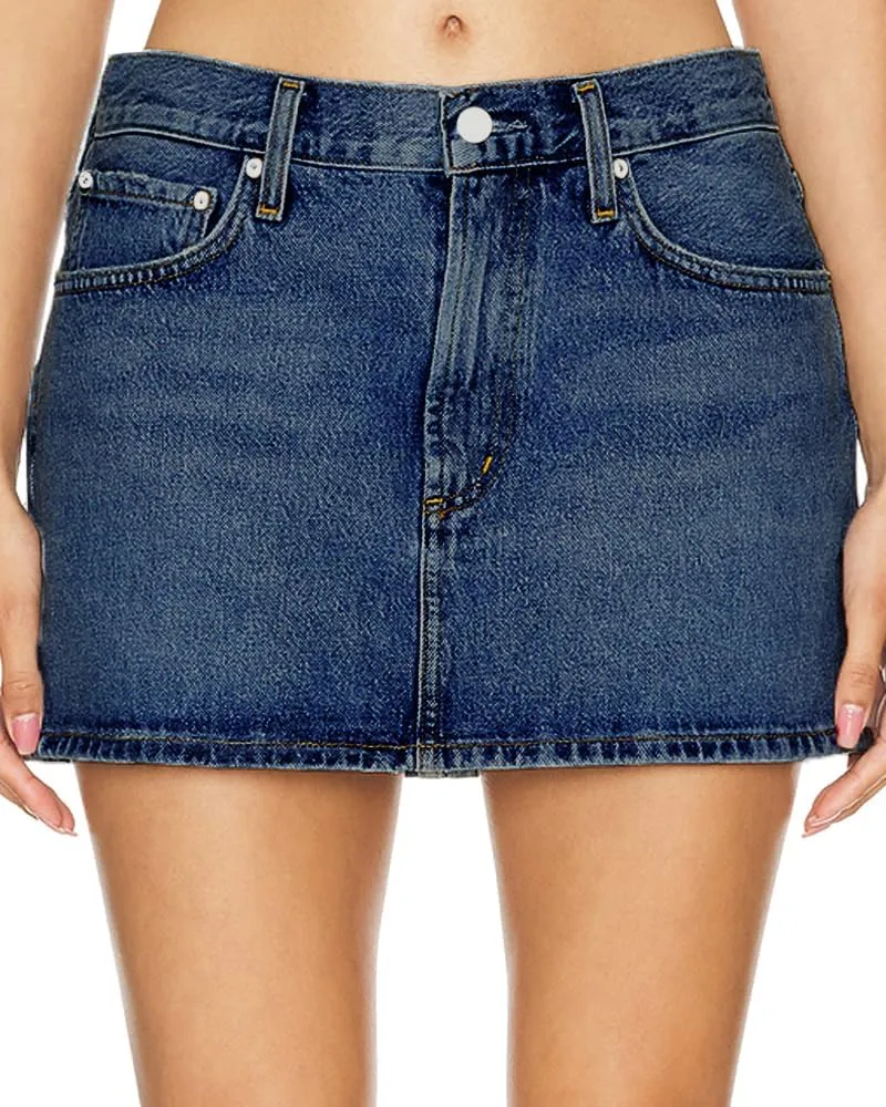 Deinm Mini Skirt Low Waisted Y2K Jean Mini Skirts for Women Bodycon Denim Short Skirt