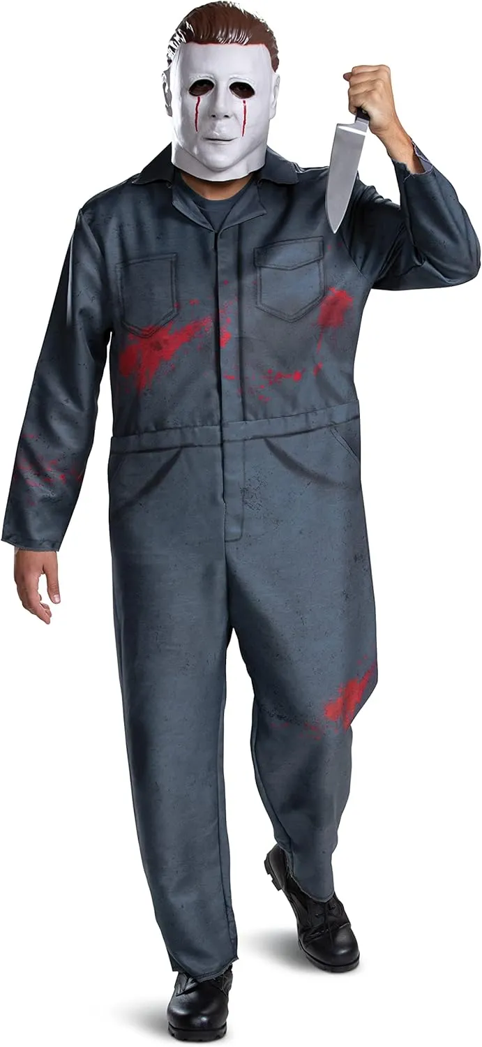 Disguise mens Michael Myers Costume for Men, Official Halloween 2 Costume Jumpsuit and Mask, Deluxe