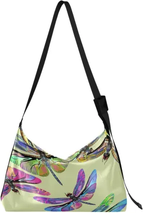 Dragonfly Hobo Crossbody Bags for Women Leather Large Shoulder Bag Cross Body Wildlife Art Trendy Womens Tote Bags Handbag for Travel Shopping