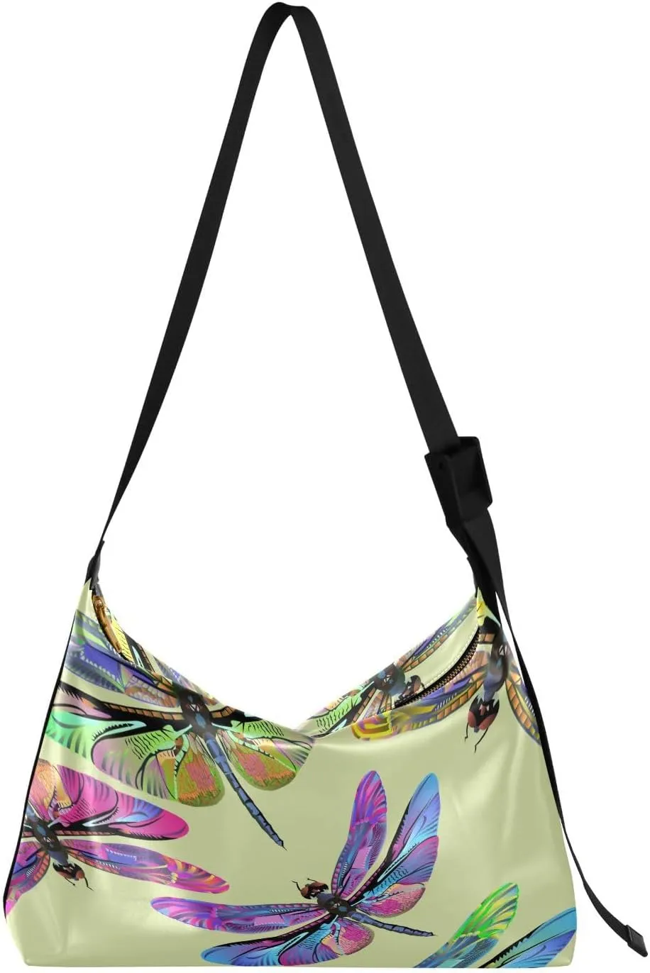 Dragonfly Hobo Crossbody Bags for Women Leather Large Shoulder Bag Cross Body Wildlife Art Trendy Womens Tote Bags Handbag for Travel Shopping