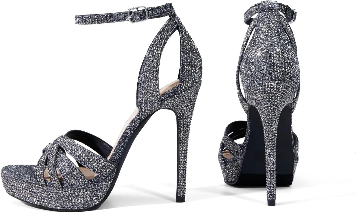 DREAM PAIRS Women's Platform Stiletto Heels Open Toe Ankle Strappy High Heels Fashion Wedding Dressy Pump Sandals Shoes