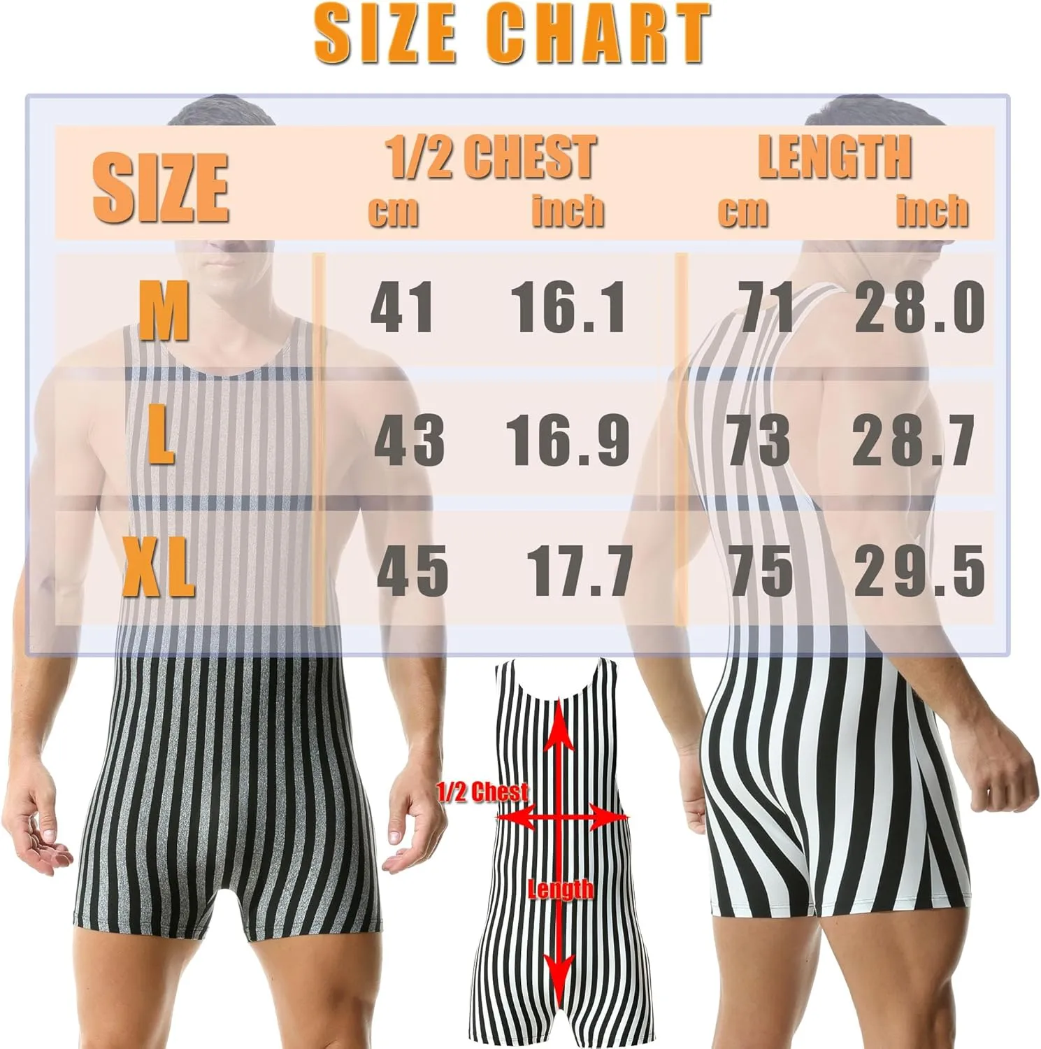 DTODWW Mens Striped Wrestling Singlet Bodysuit One Piece Swimsuit Stretchy Base Layers Pajamas Leotard Athletic Jumpsuit