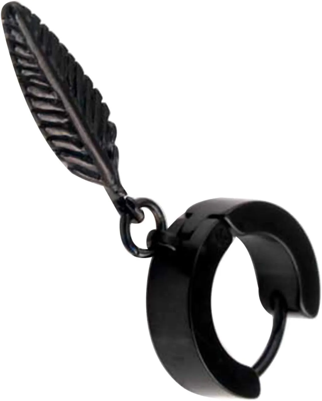 Earring Hoop Stud Drop & Dangle, 1Pc Punk Men Feather Pendant Stainless Steel Hoop Earring Party Jewelry Gift for Women Teen Girls Birthday Christmas Friends Gift