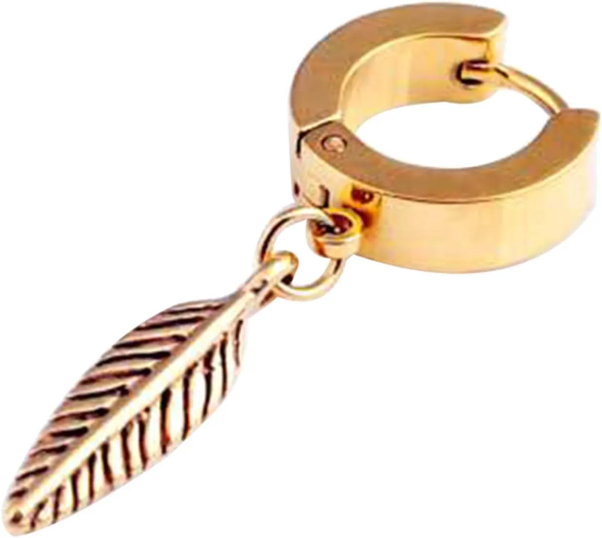 Earring Hoop Stud Drop & Dangle, 1Pc Punk Men Feather Pendant Stainless Steel Hoop Earring Party Jewelry Gift for Women Teen Girls Birthday Christmas Friends Gift
