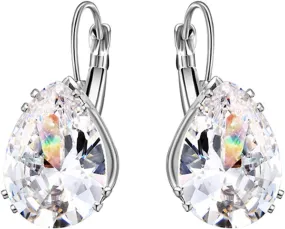 Earring Hoop Stud Drop & Dangle, Women Teardrop Cubic Zirconia Inlaid Dangle Leverback Earrings Jewelry Gift for Women Teen Girls Birthday Christmas Friends Gift