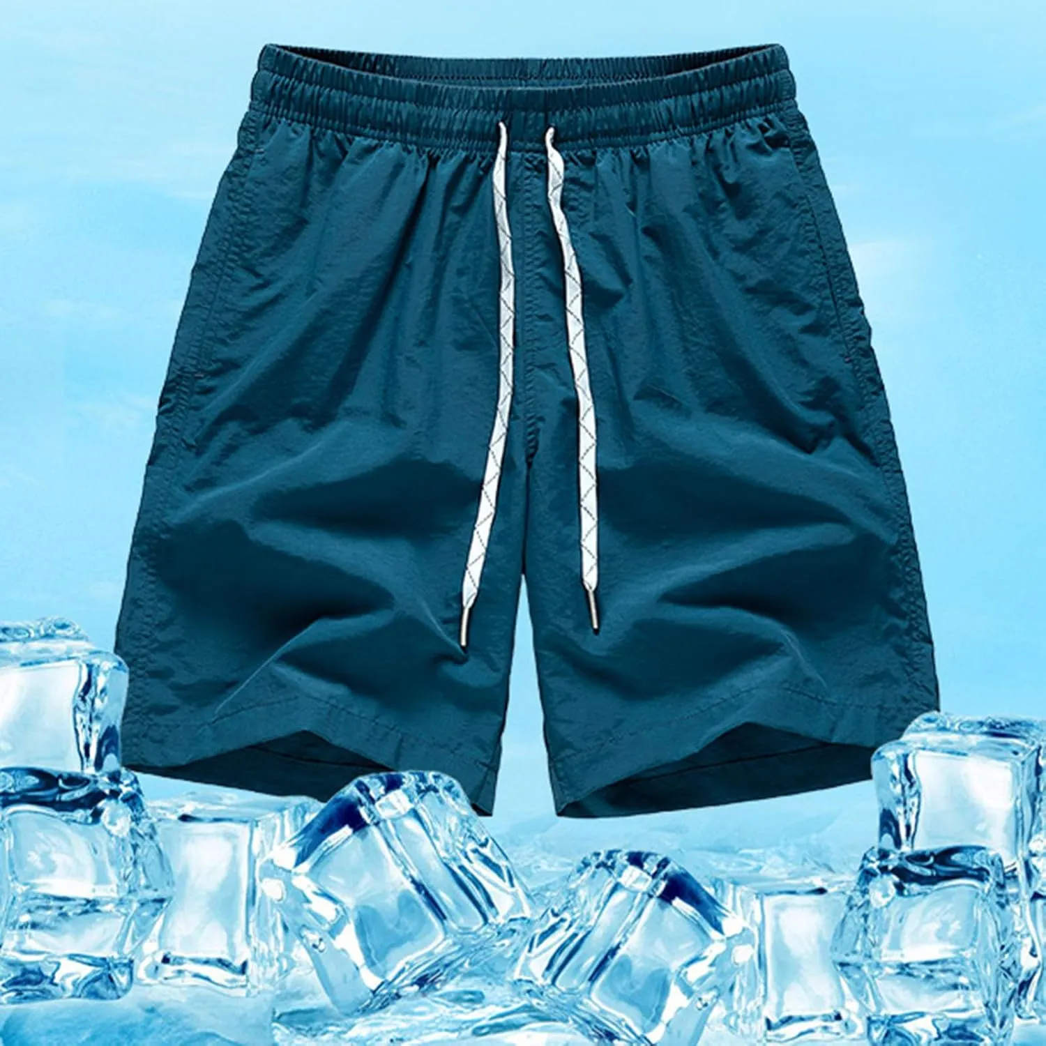Elastic Waist Drawstring Shorts Mens Gym Shorts Breathable Quick Drying Stretch Athletic Shorts Summer Casual Shorts