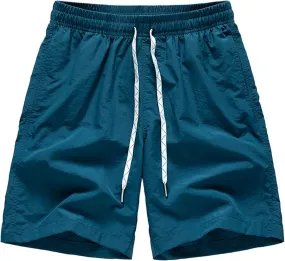 Elastic Waist Drawstring Shorts Mens Gym Shorts Breathable Quick Drying Stretch Athletic Shorts Summer Casual Shorts