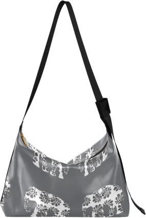 Elephant Pattern with Floral Hobo Crossbody Bags for Women Leather Large Shoulder Bag Cross Body Trendy Womens Tote Bags Handbag for Travel Shopping
