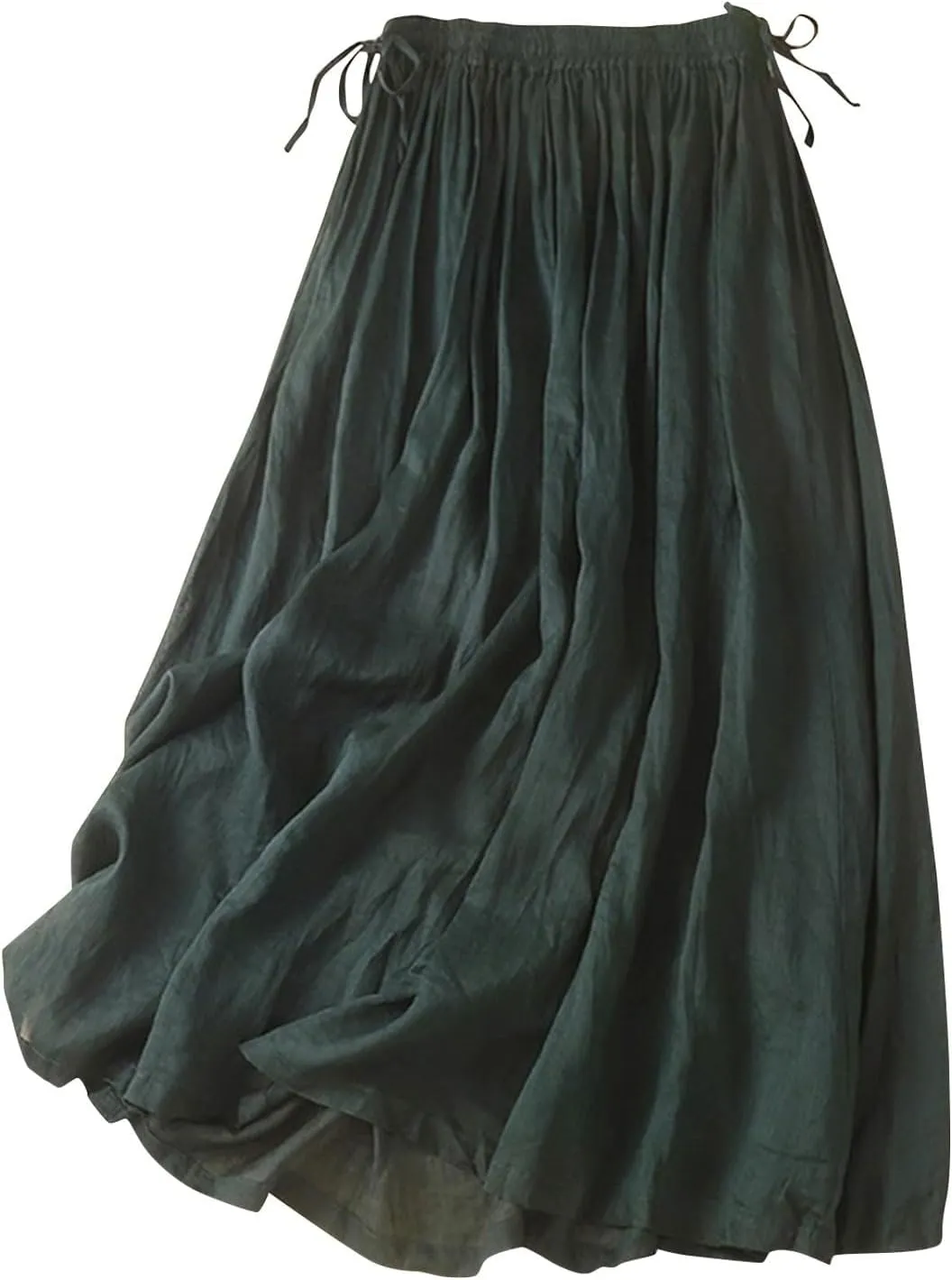 Embroidery Maxi Skirts for Women with Pockets Midi Length Long Skirt Casual Beach Party Holiday Cotton Linen Skirt