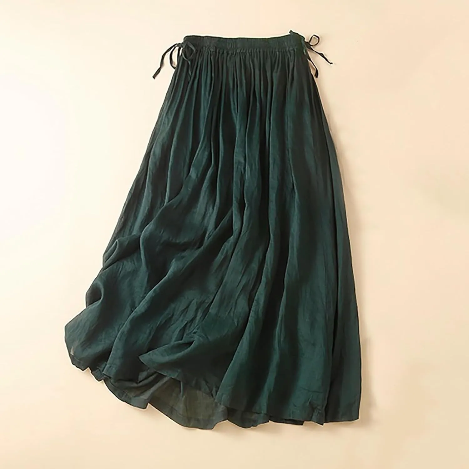 Embroidery Maxi Skirts for Women with Pockets Midi Length Long Skirt Casual Beach Party Holiday Cotton Linen Skirt