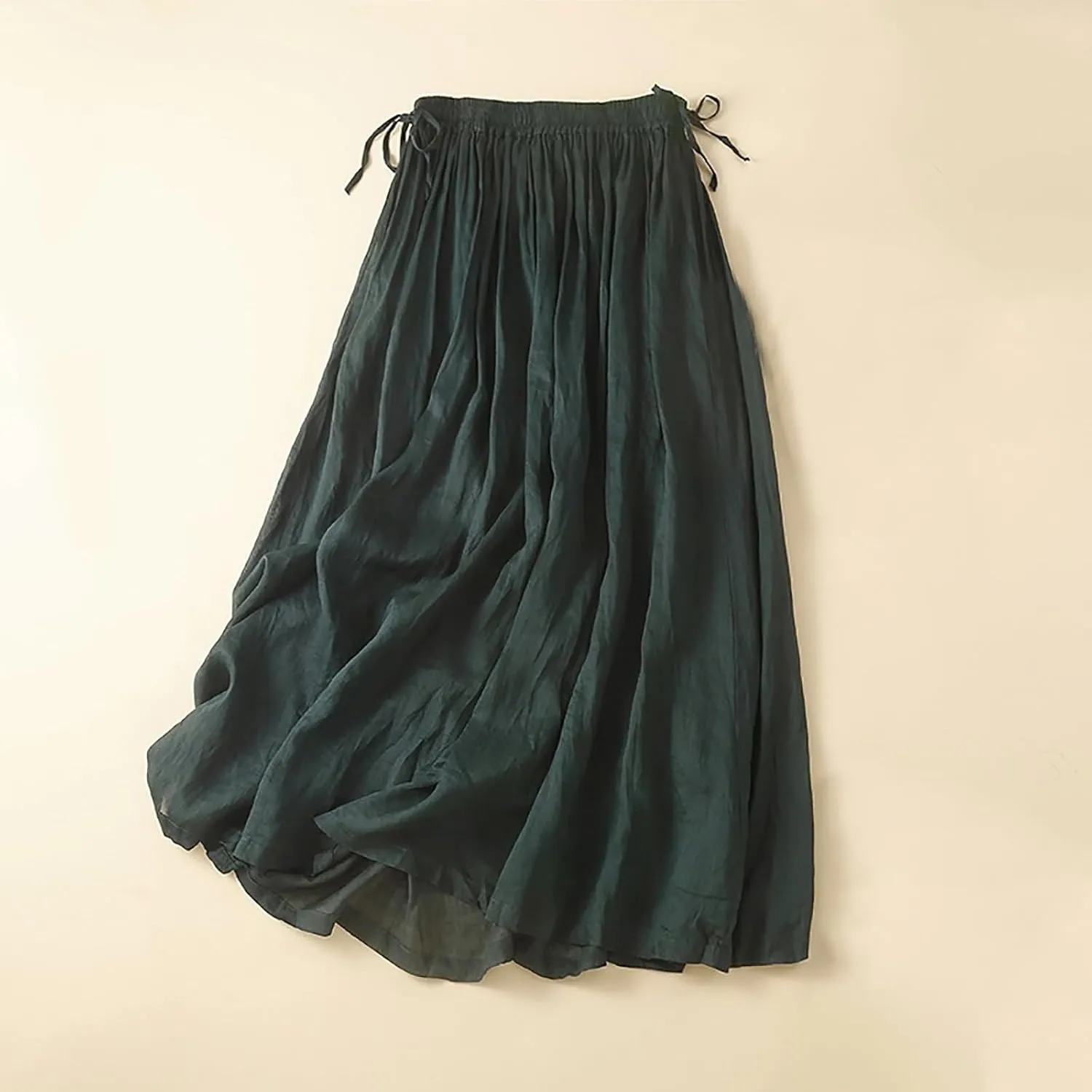 Embroidery Maxi Skirts for Women with Pockets Midi Length Long Skirt Casual Beach Party Holiday Cotton Linen Skirt
