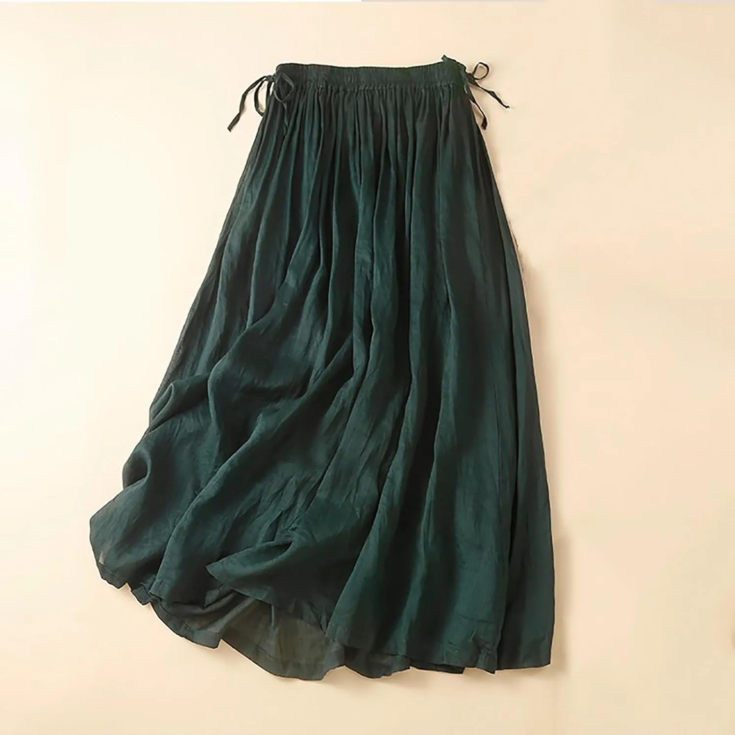 Embroidery Maxi Skirts for Women with Pockets Midi Length Long Skirt Casual Beach Party Holiday Cotton Linen Skirt