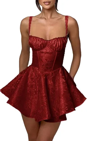 Embroidery Satin Short Homecoming Dresses Spaghetti Straps Puffy Mini Cocktail Party Gowns with Bow Back