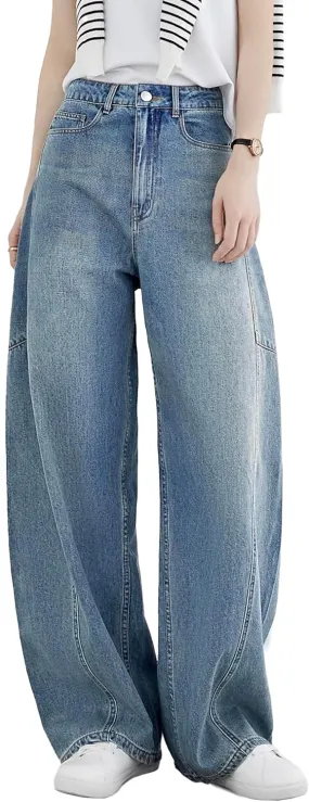 EMMIOL Women Hip Hop Baggy Jeans Wide Leg Mid-Low Waist Jeans Loose Boyfriends Jeans 90s Vintage Denim Pants