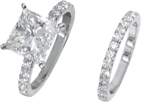 Engagement Bridal Rings Anniversary Promise Rings Bridal Sets Wedding Ring Princess Cut Cubic Zirconia Silver