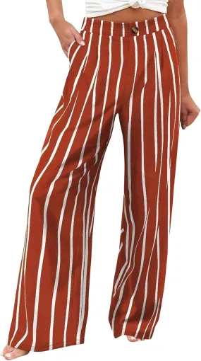 fanmpghleoo Wide Leg Linen Pants for Women Casual High Waisted Linen Palazzo Pants Flowy Beach Lounge Pants with Pockets 2025