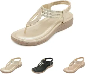 Flat Sandals for Women Dressy Comfortable Summer Walking Flat Bohemian Shoes Casual Ankle Elastic Flip Flops Sandals